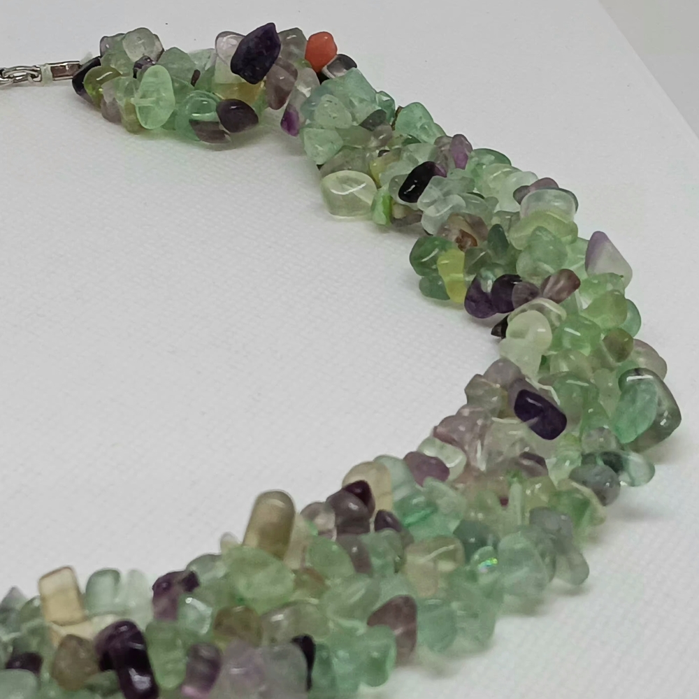 Flourite Multi-Color Chip Gemstone Necklace NWOTs